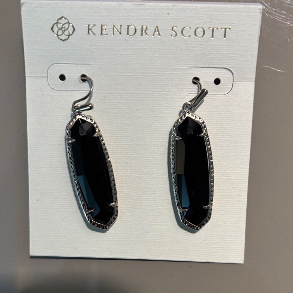 Kendra Scott Black Silver Drop Earrings